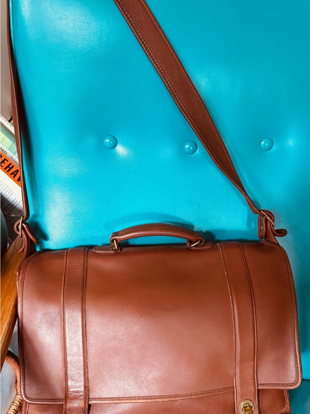 Vintage Coach Brown Leather Messenger Bag